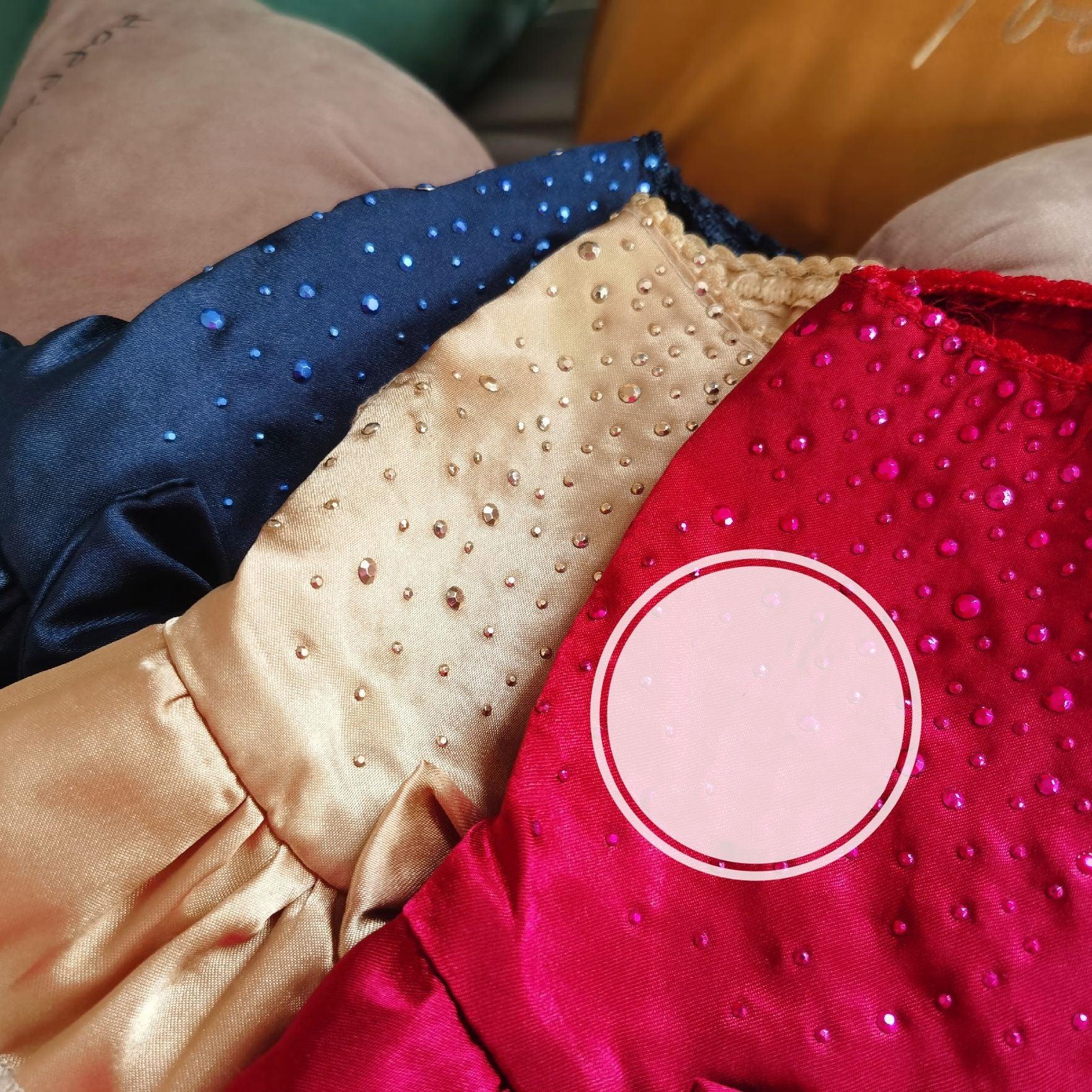 close up of red blue and cream Princess Pet Skirt: