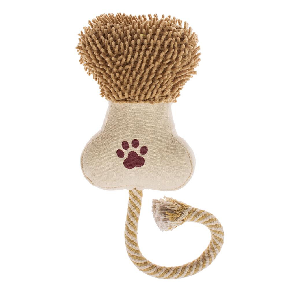 plush beige bone with paw print