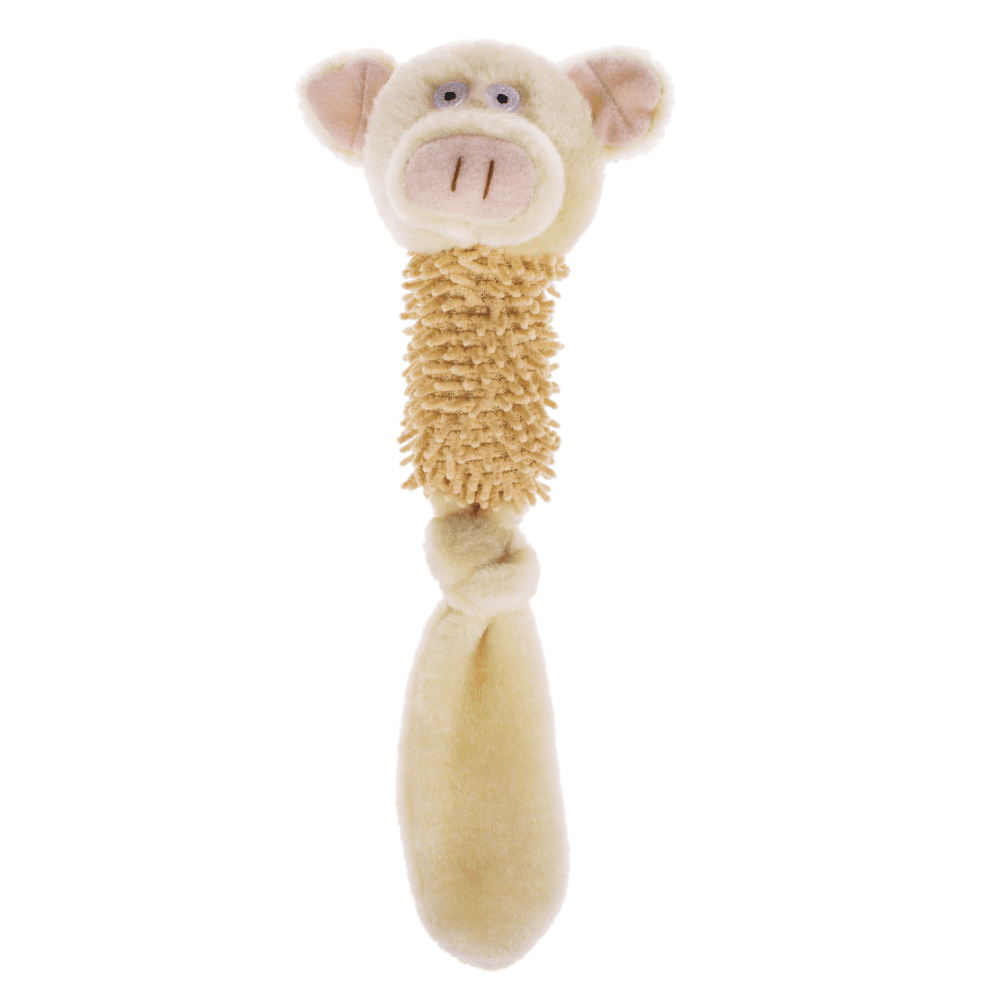 beige plush piggy dog toy
