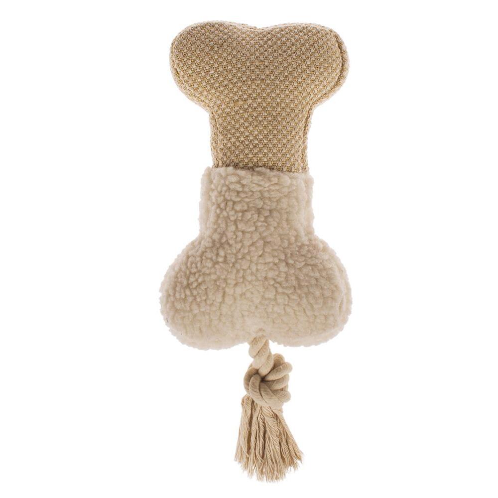 plush beige dog bone