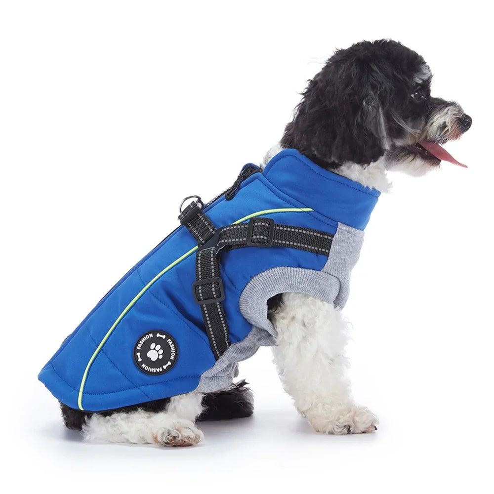 Reflective Waterproof Dog Jacket w Harness