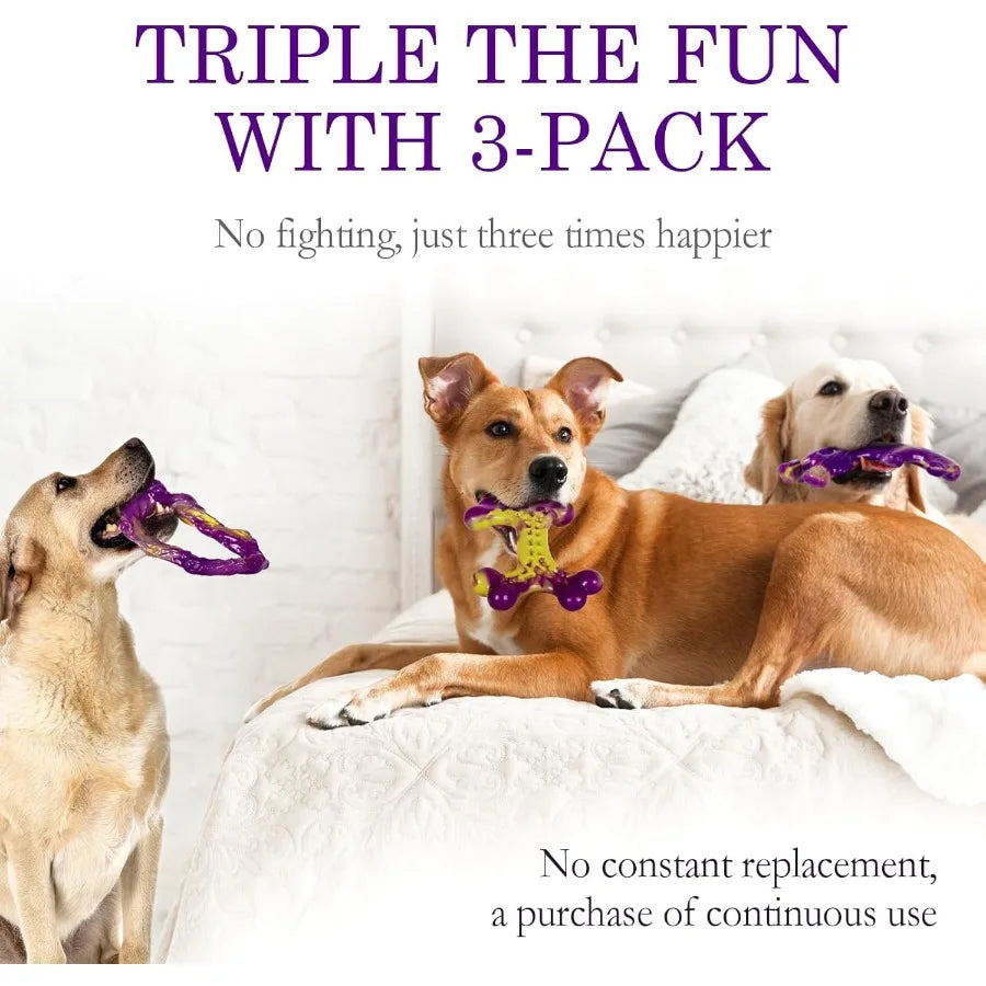 3 Pack Indestructible Bacon Flavored Dog Toy