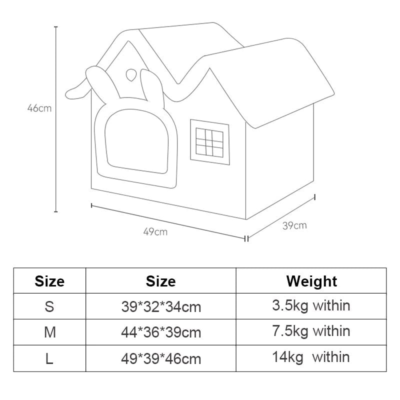 removable roof pet house dimensions