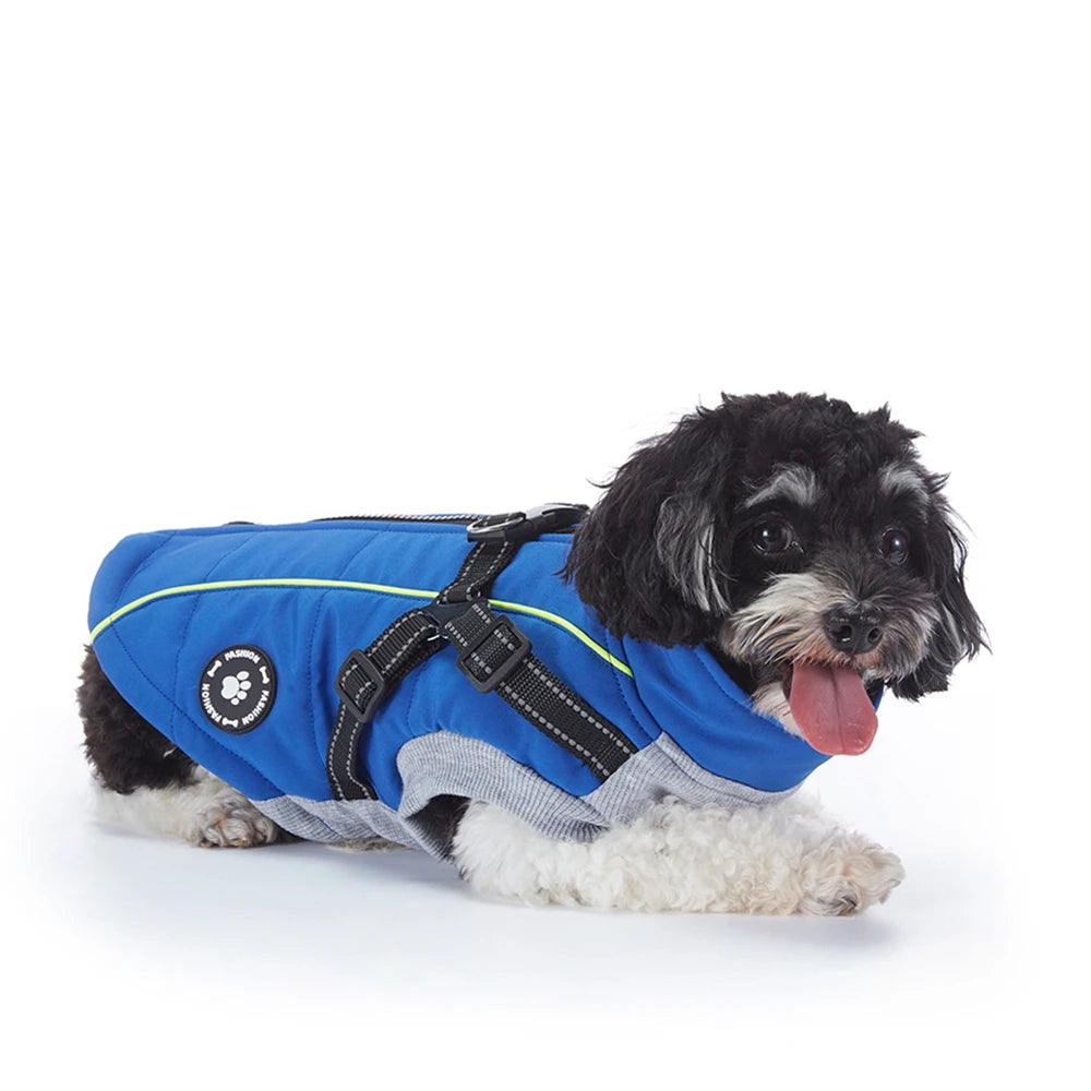 Reflective Waterproof Dog Jacket w Harness