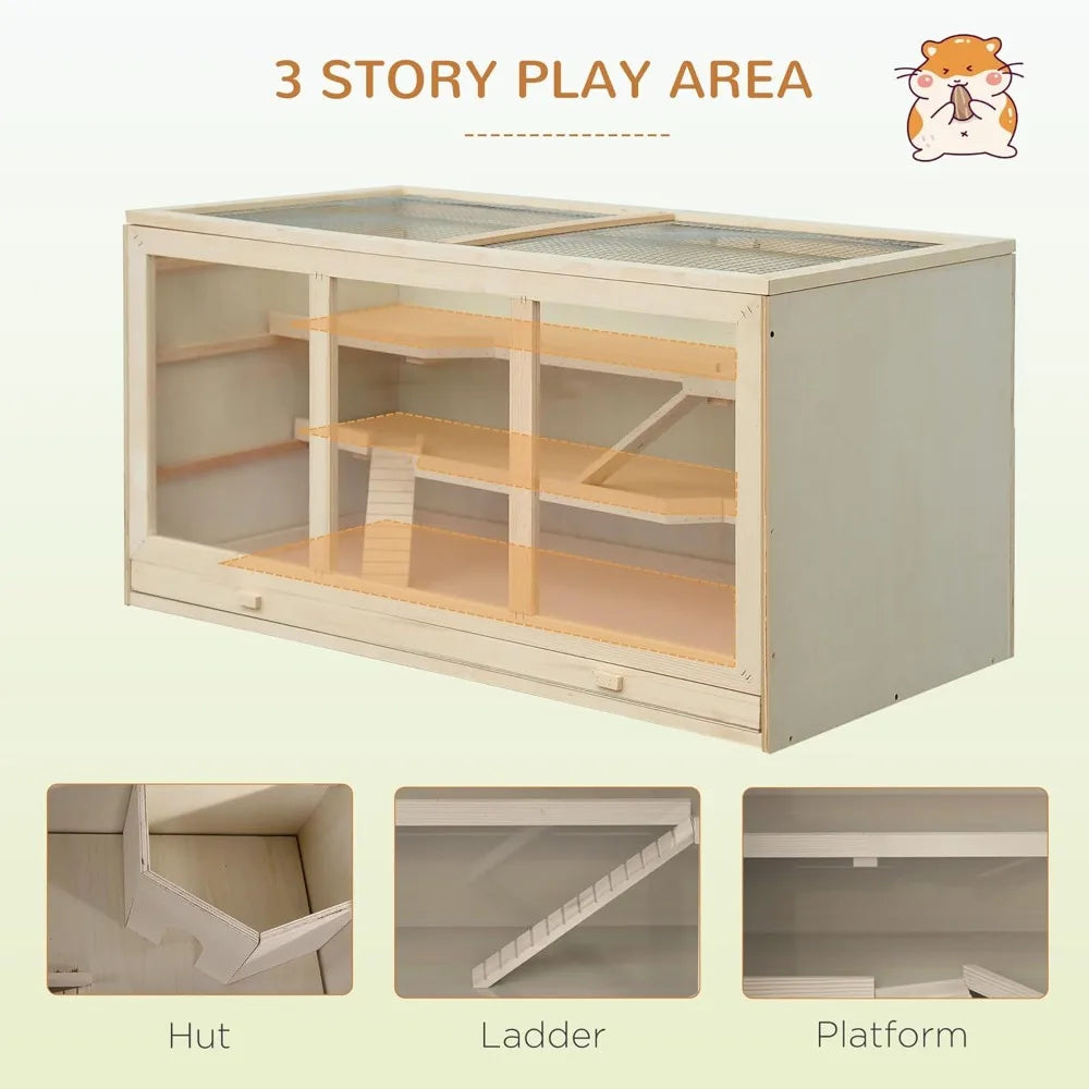 Large wooden small pet habitat details