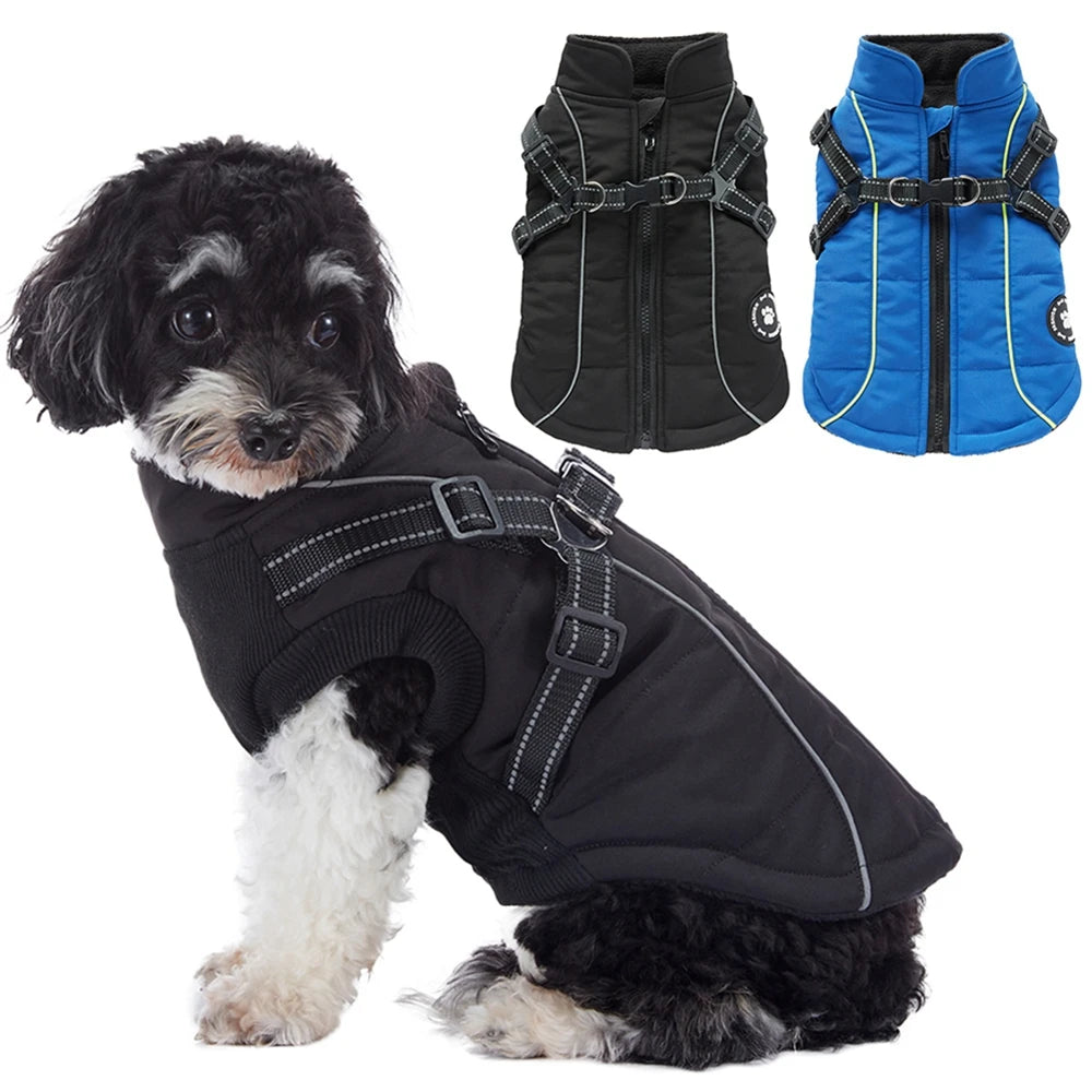 Reflective Waterproof Dog Jacket w Harness