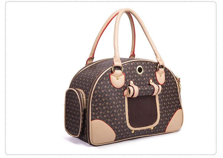 Brown Luxury Leather Pet Travel Tote: Stylish And Practical Dog And Cat Carrier