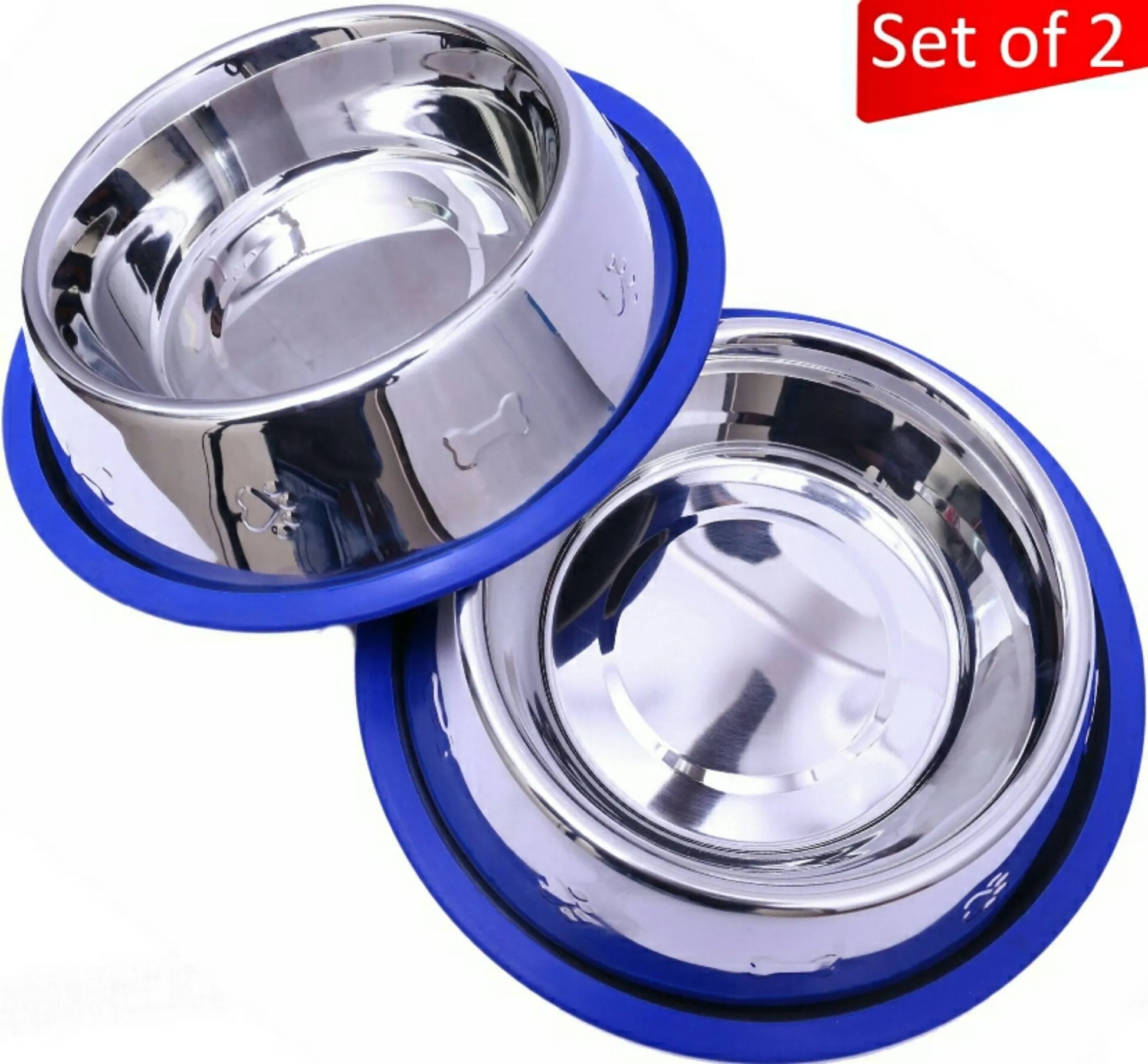 Etched Stainless Steel Dog Bowl