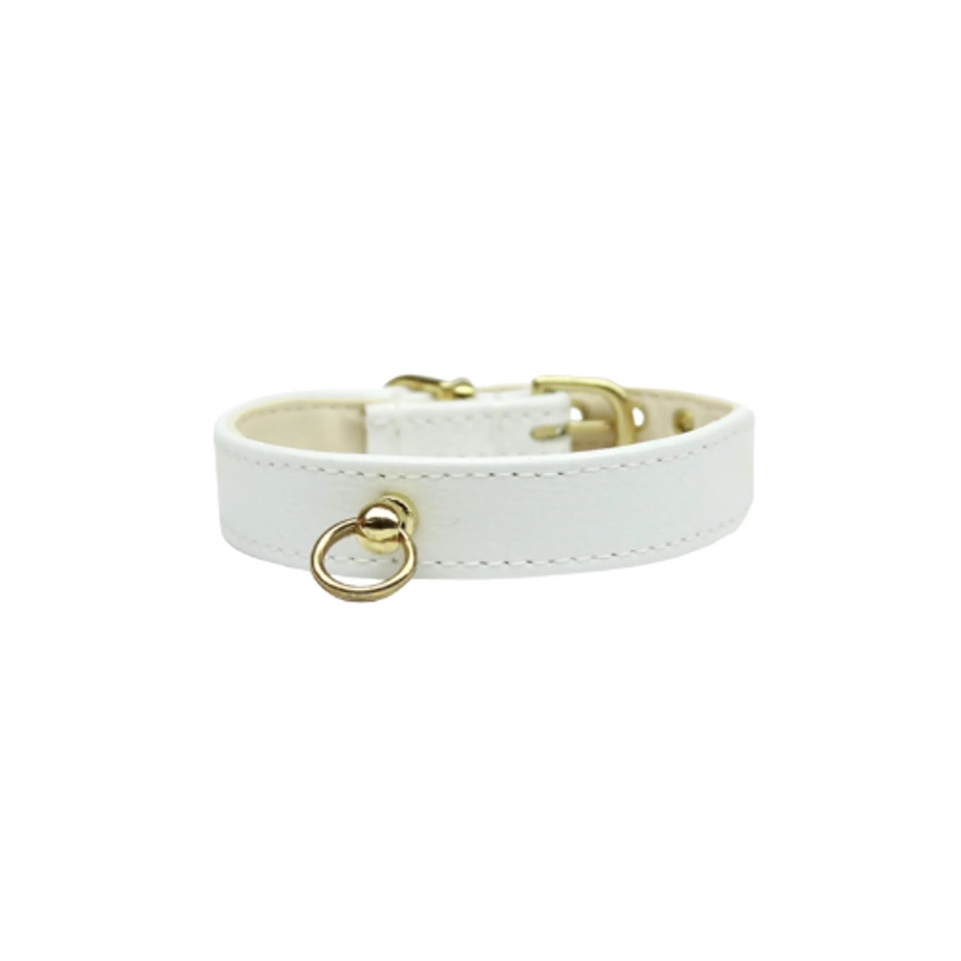 White dog collar cones with CC charm