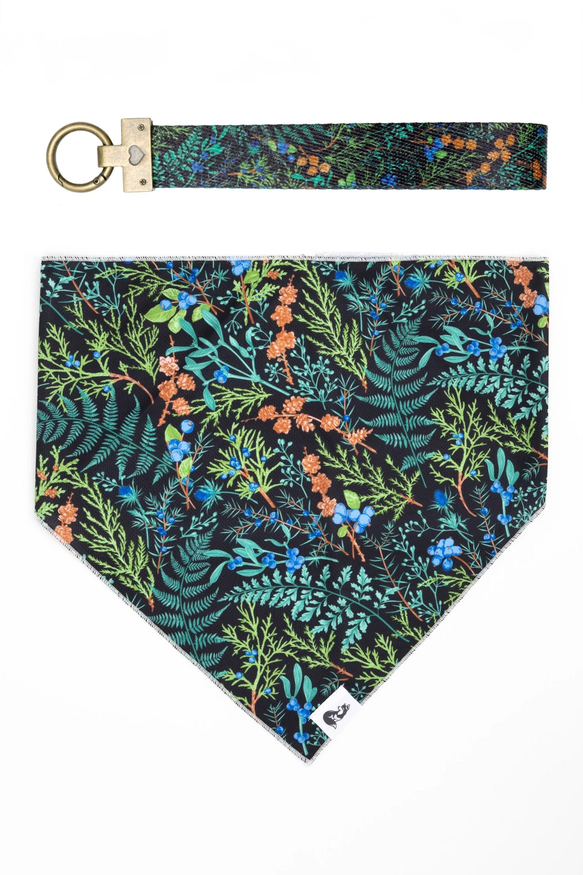 Fern print dog bandana and matching key chain
