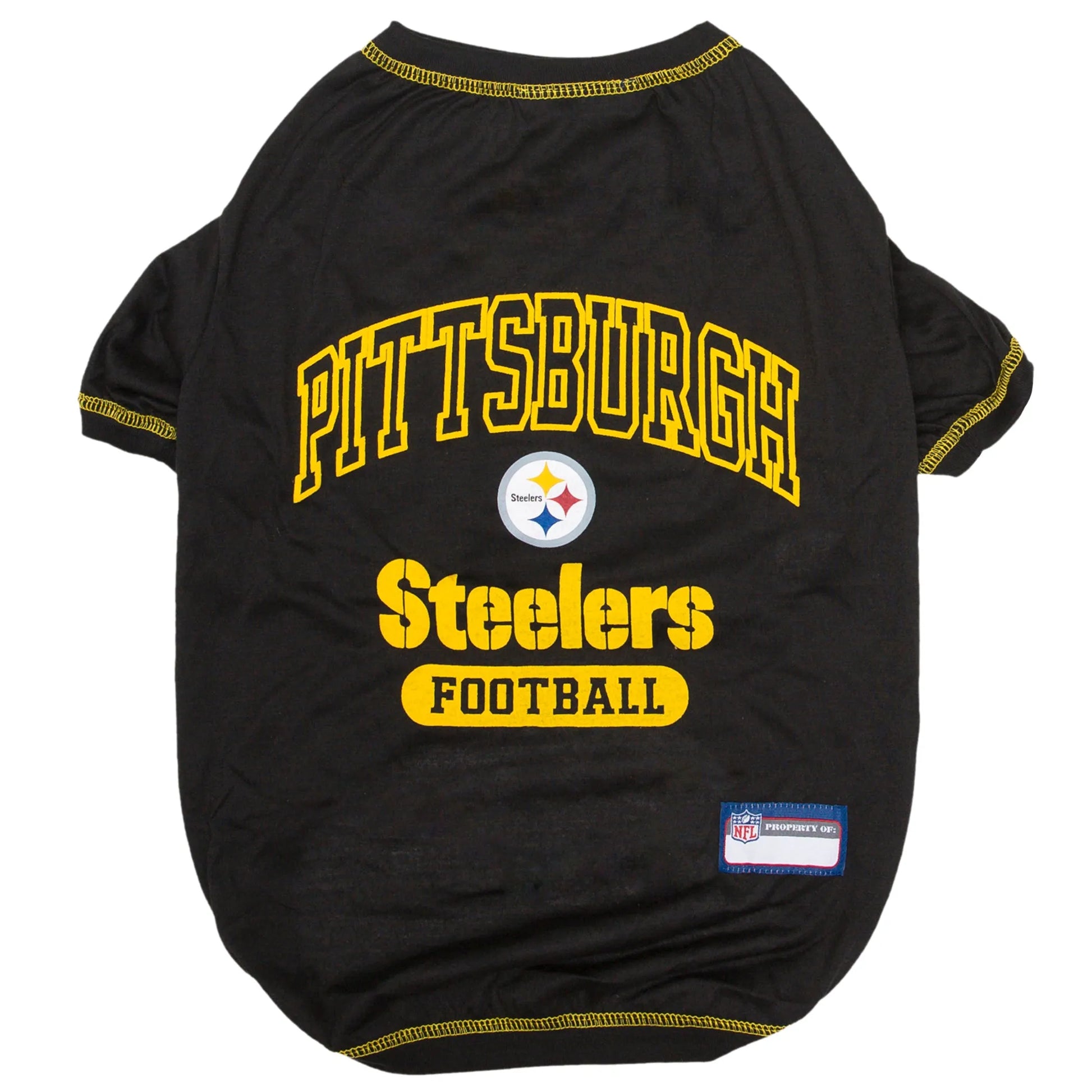 Black with yellow pittsburgh steelers dog tee shirt