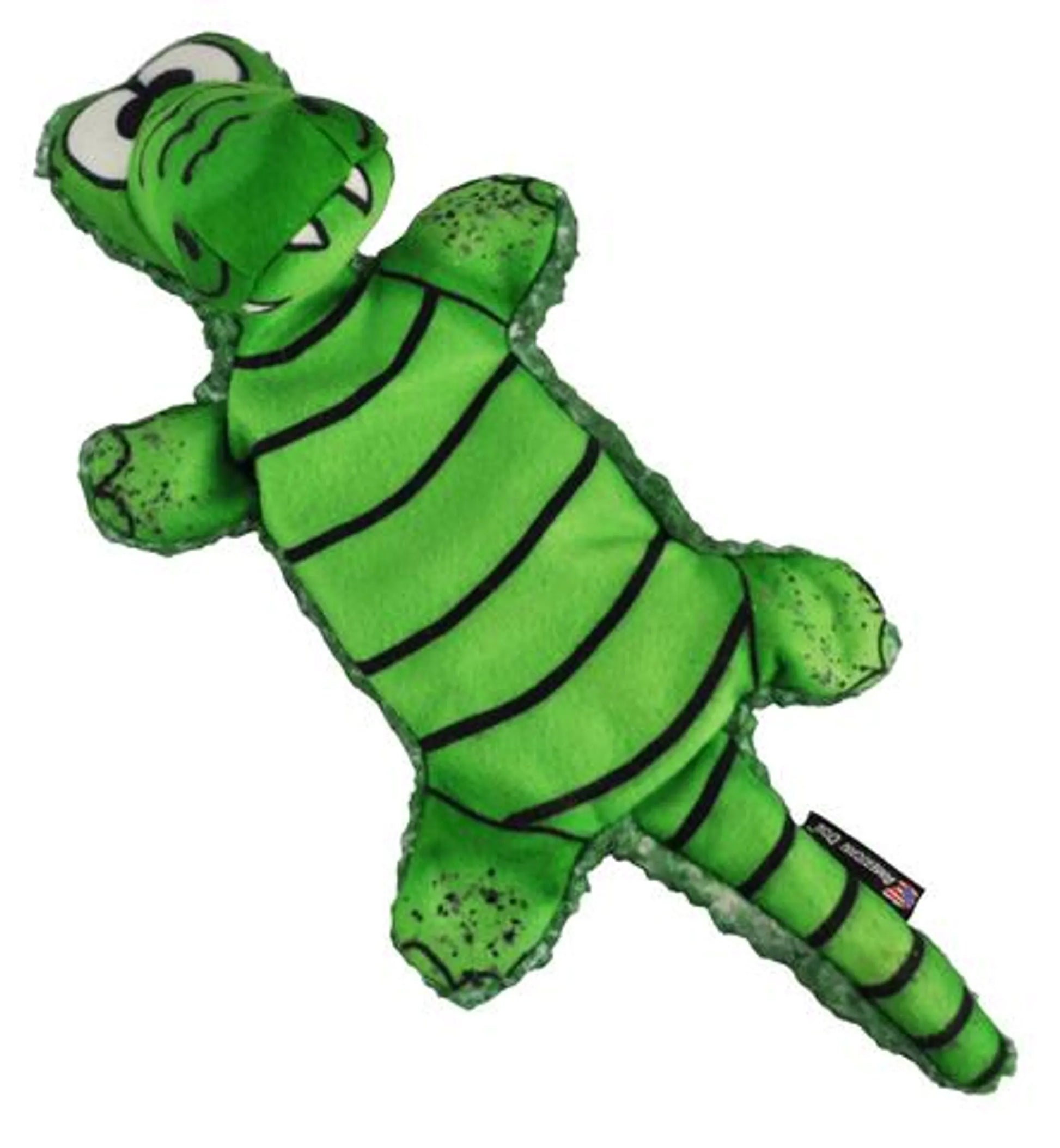 Green caterpillar plush toy on a white background