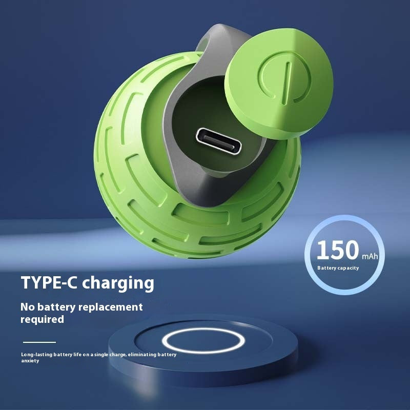 inside charging view of green Interactive Cat Auto Electric Rolling Ball