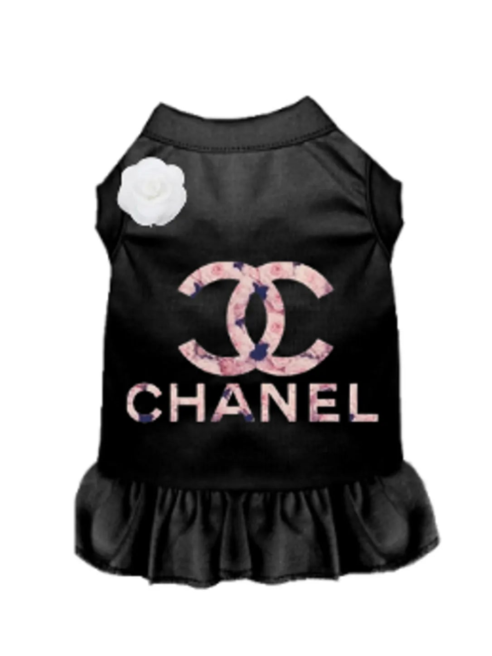 Black dog dress with pink floral CC