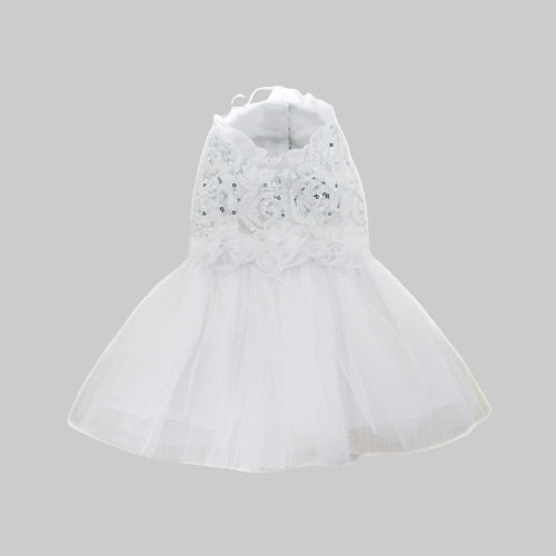 white sparkly dog dress