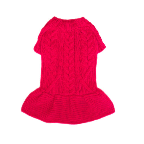 red cable dog sweater dress