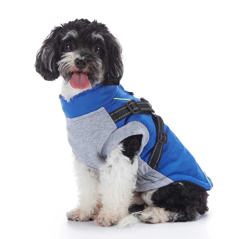 Reflective Waterproof Dog Jacket w Harness