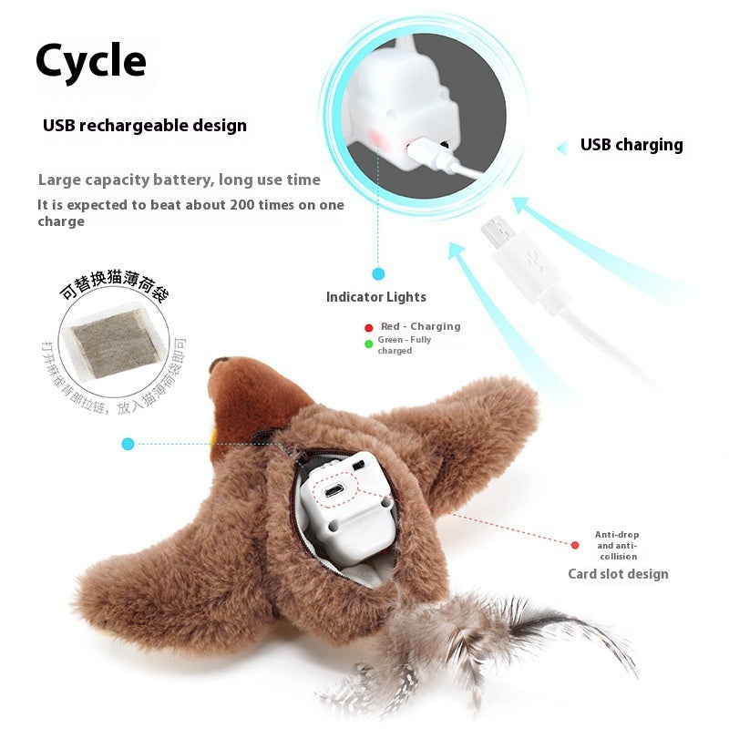 Automatic Flapping Bird Cat inside view charging