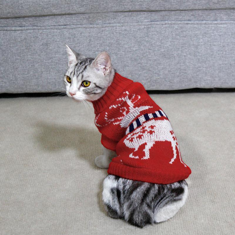Cozy Christmas Pet Sweater: Festive Knitted High Collar Clothes For Dogs And Cats-4