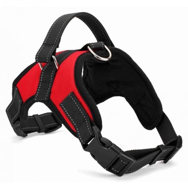 red and black dog harness